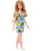 Кукла Barbie Fashionistas 208 - С жълто-синя рокля на цветя - 1t